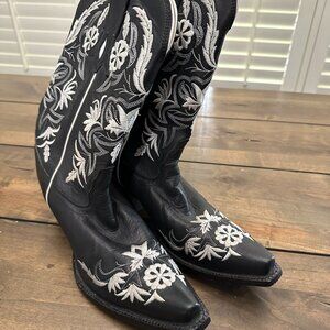 Women's Tony Lama Black Floral Cowgirl Boots